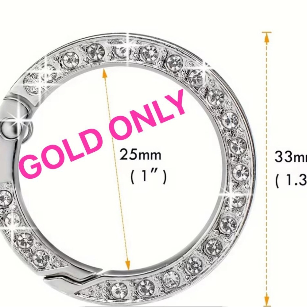 1-Gold Metal Rhinestones on both sides Spring O-Ring - Picture 6 of 6